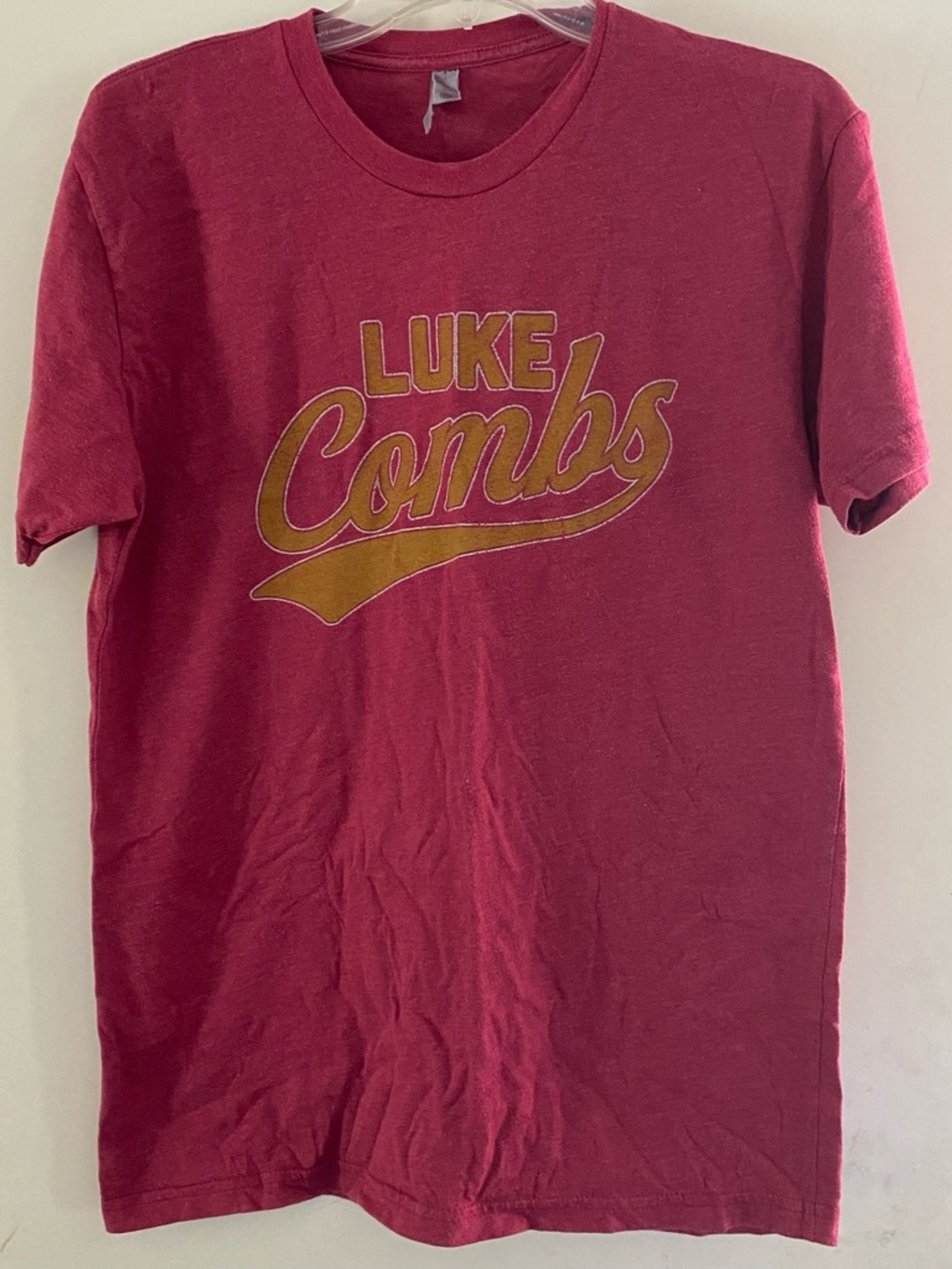 Luke Combs Burgundy Crewneck Tee with Gold Lettering